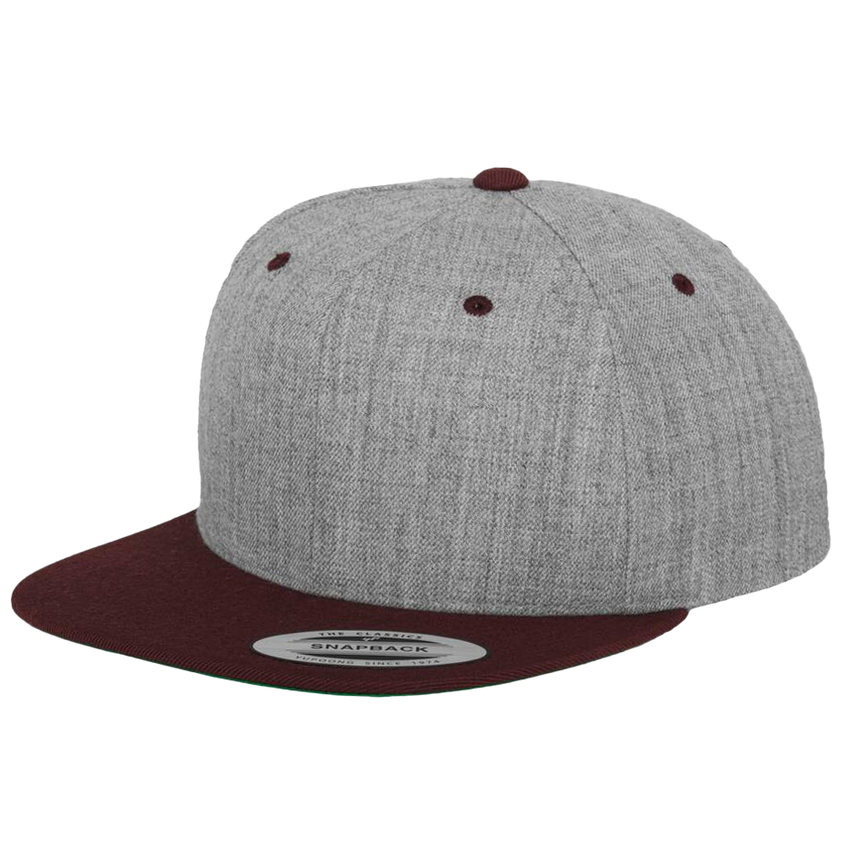 CASQUETTE SNAPBACK Yupoong Classique heather-grey-maroon