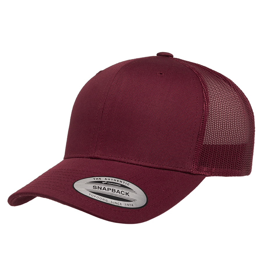 CASQUETTE TRUCKER Yupoong Baseball Front tissu maroon