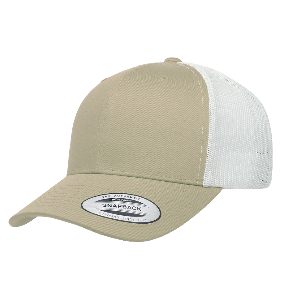 CASQUETTE TRUCKER Yupoong Baseball Front tissu khaki-white