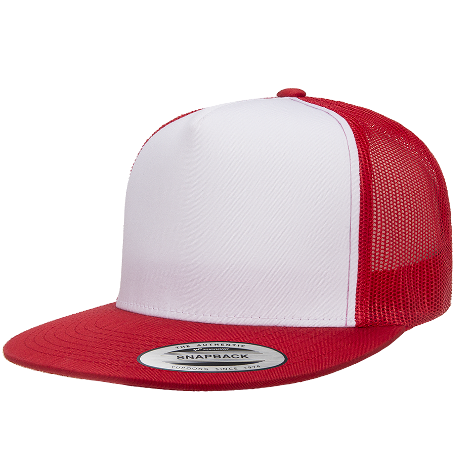 CASQUETTE TRUCKER Yupoong Front tissu red-white-red