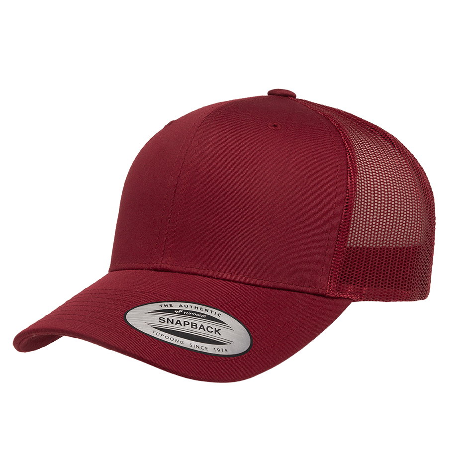 CASQUETTE TRUCKER Yupoong Baseball Front tissu cranberry