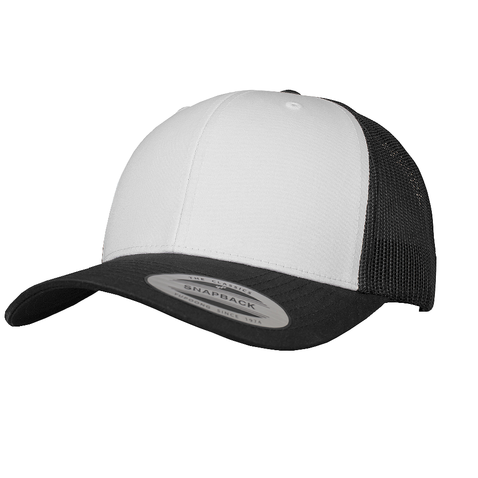 CASQUETTE TRUCKER Yupoong Baseball Front tissu black-white-black