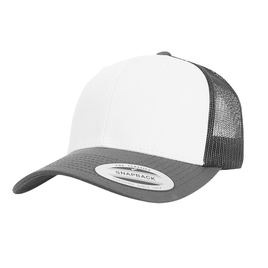 CASQUETTE TRUCKER Yupoong Baseball Front tissu dark-grey-white-dark-grey