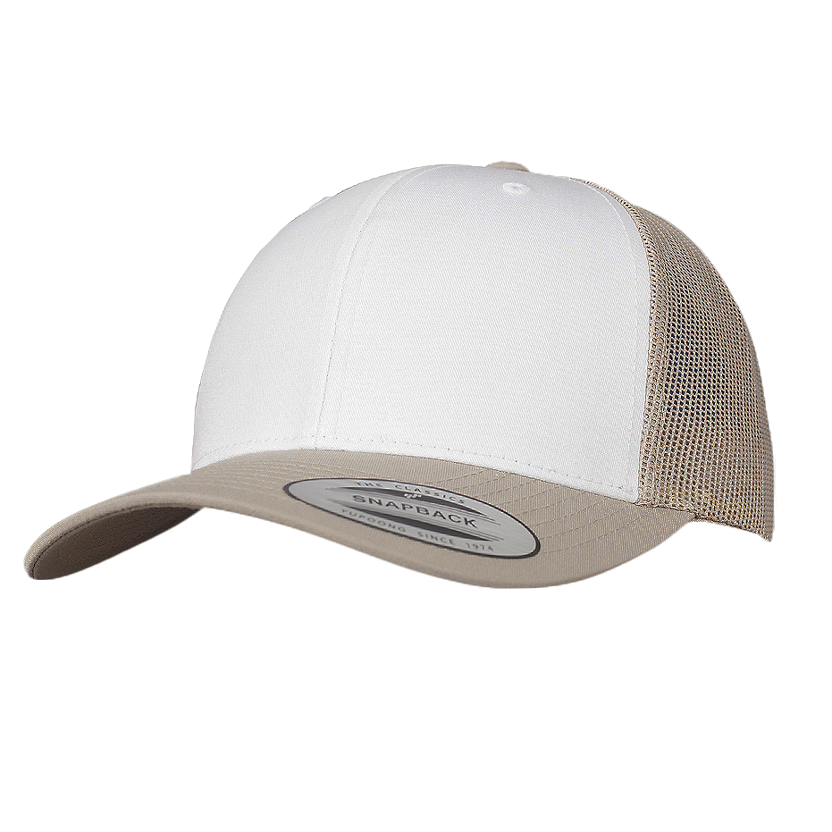 CASQUETTE TRUCKER Yupoong Baseball Front tissu khaki-white-khaki