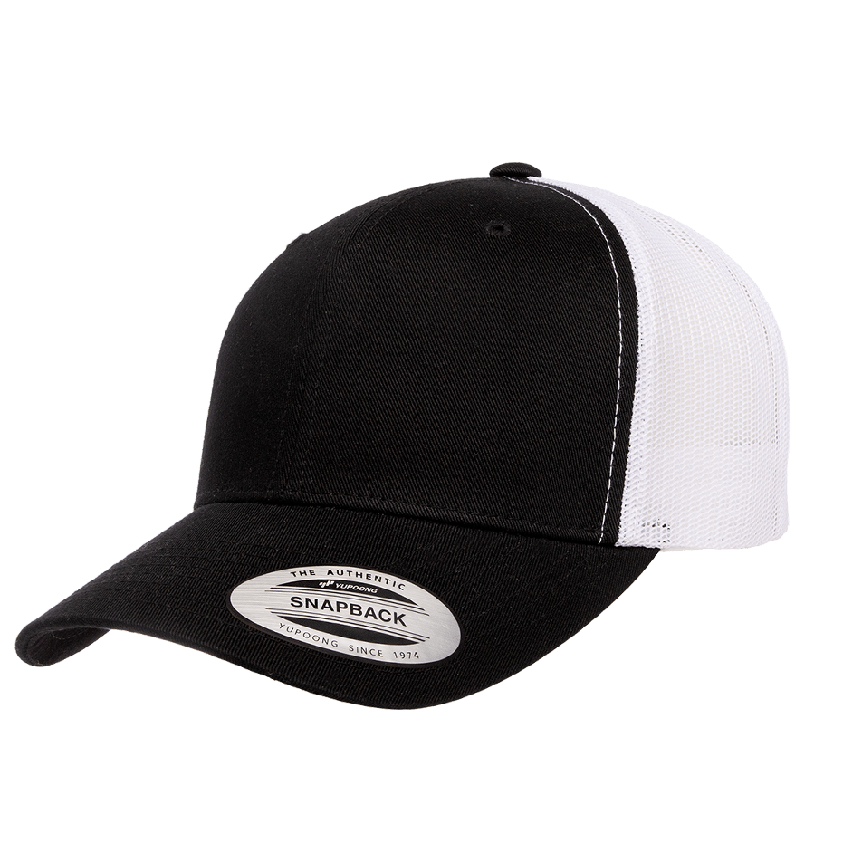 CASQUETTE TRUCKER Yupoong Baseball Front tissu black-white