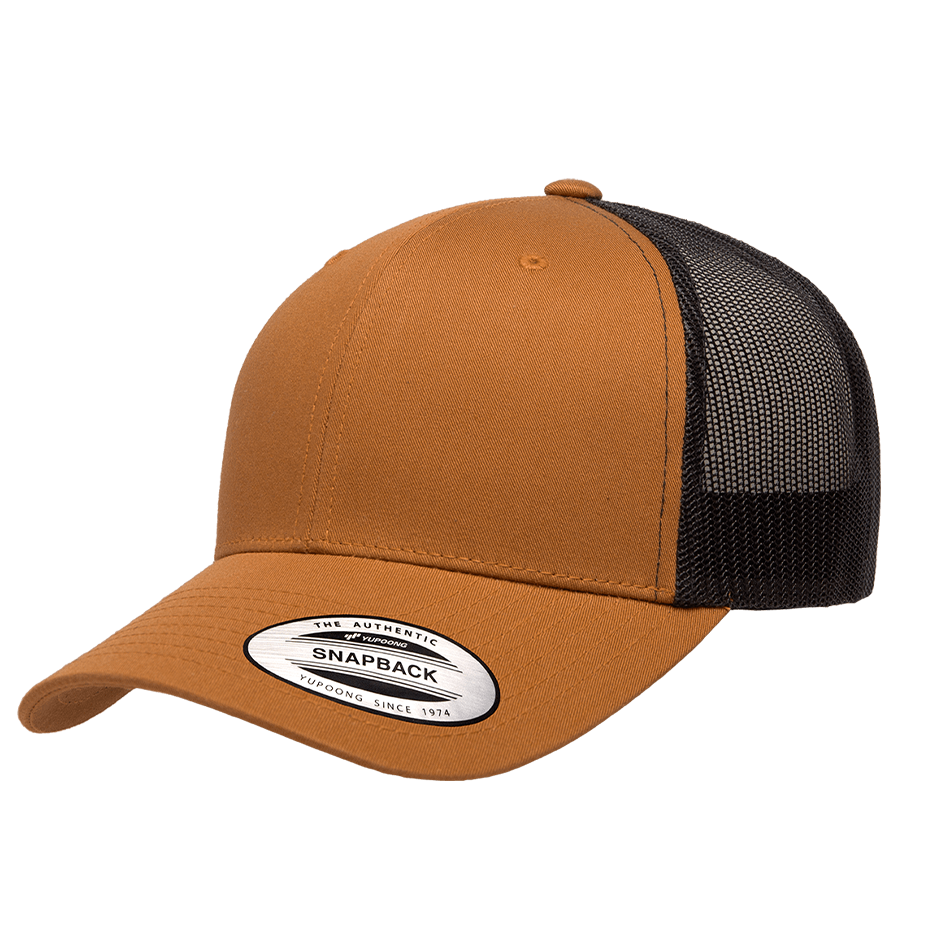 CASQUETTE TRUCKER Yupoong Baseball Front tissu caramel-black