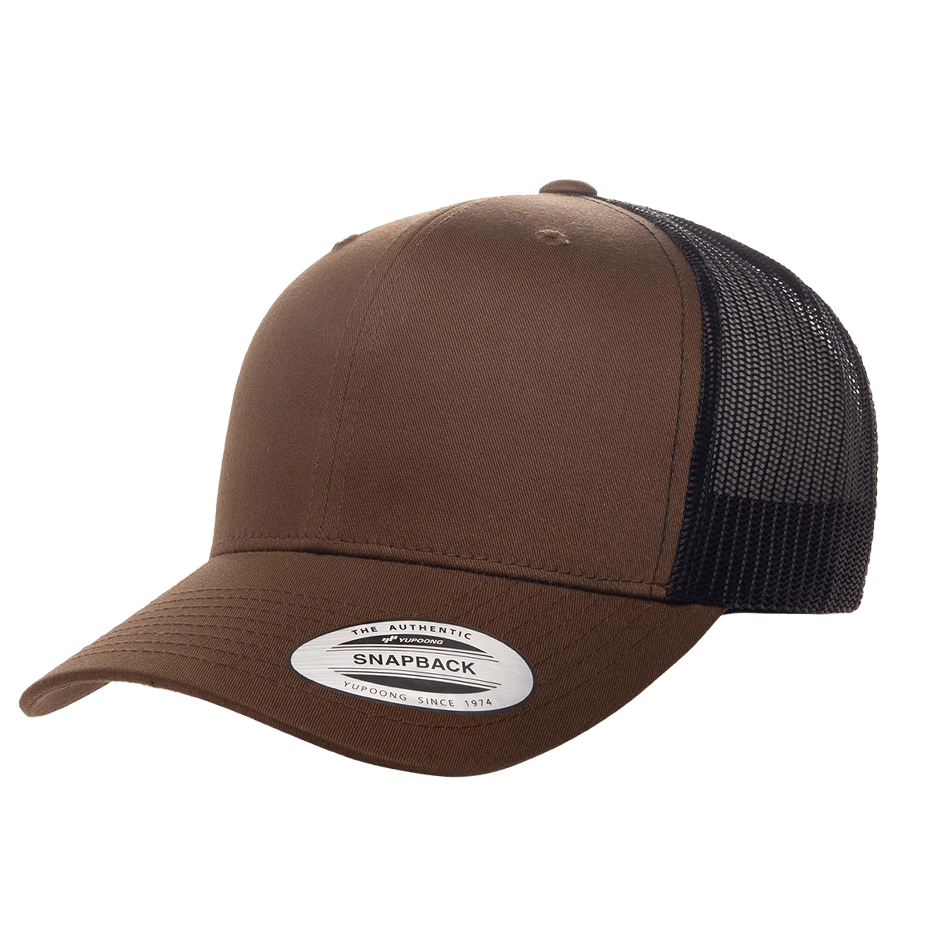 CASQUETTE TRUCKER Yupoong Baseball Front tissu coyotte-brown-black