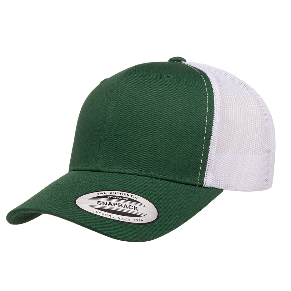 CASQUETTE TRUCKER Yupoong Baseball Front tissu evergreen-white