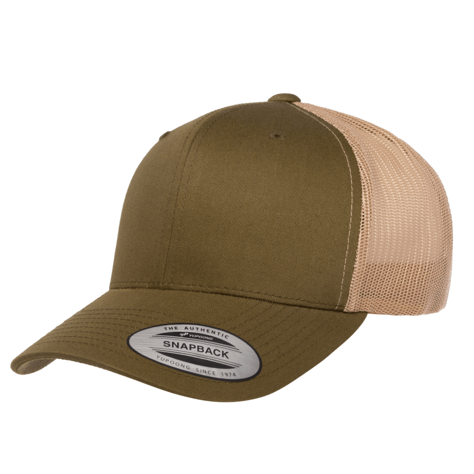 CASQUETTE TRUCKER Yupoong Baseball Front tissu khaki-moss