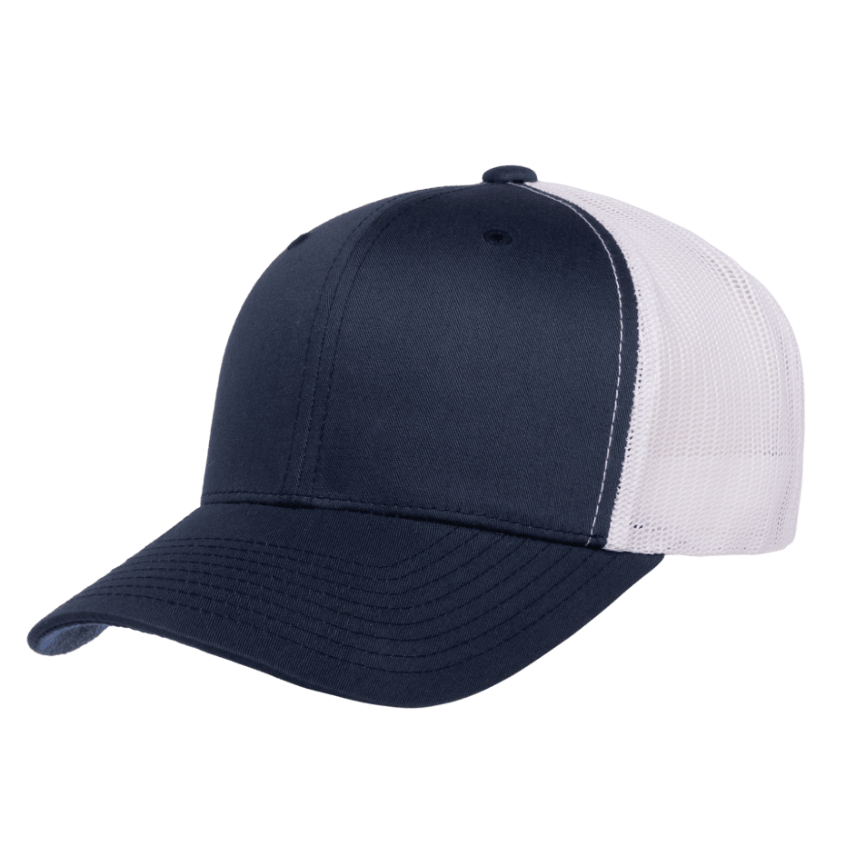 CASQUETTE TRUCKER Yupoong Baseball Front tissu white-navy