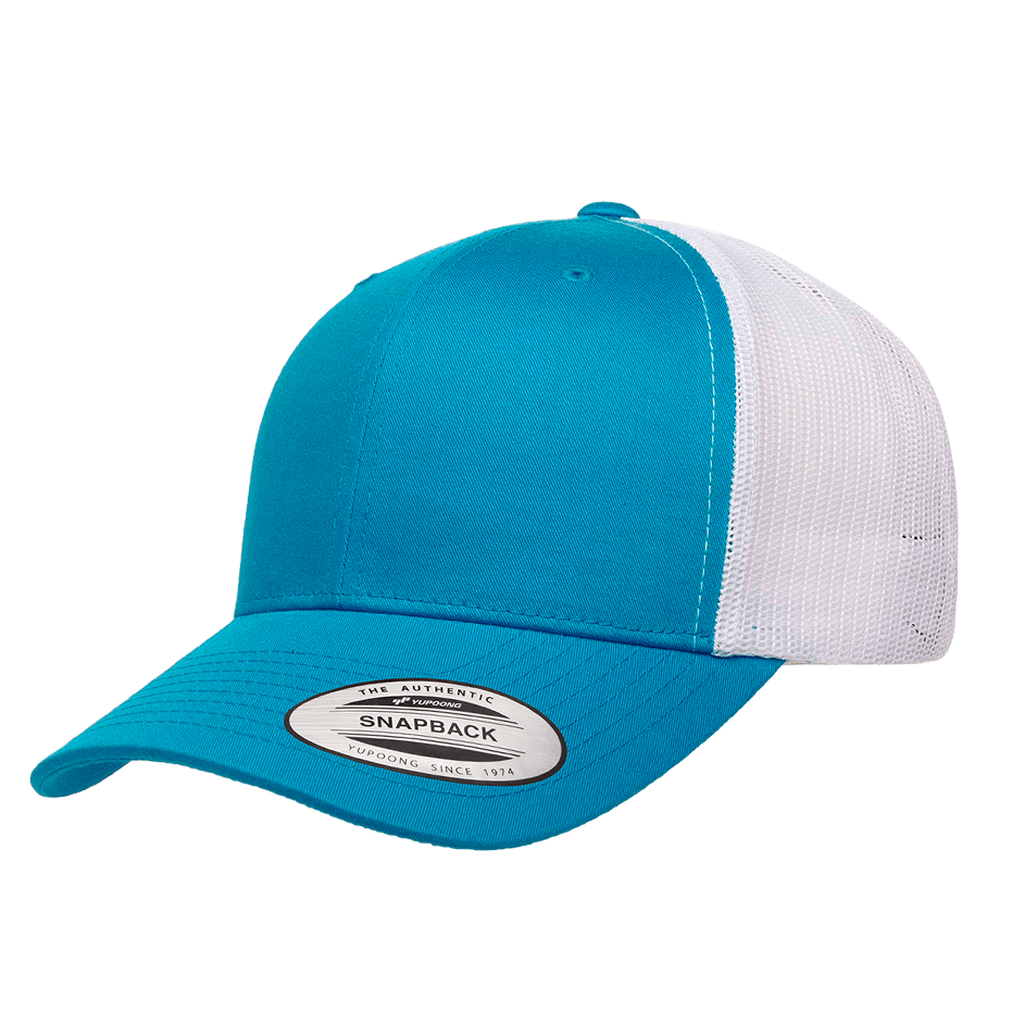 CASQUETTE TRUCKER Yupoong Baseball Front tissu turquoise-white