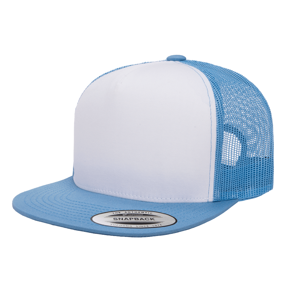 CASQUETTE TRUCKER Yupoong Front tissu c-blue-white-c-blue