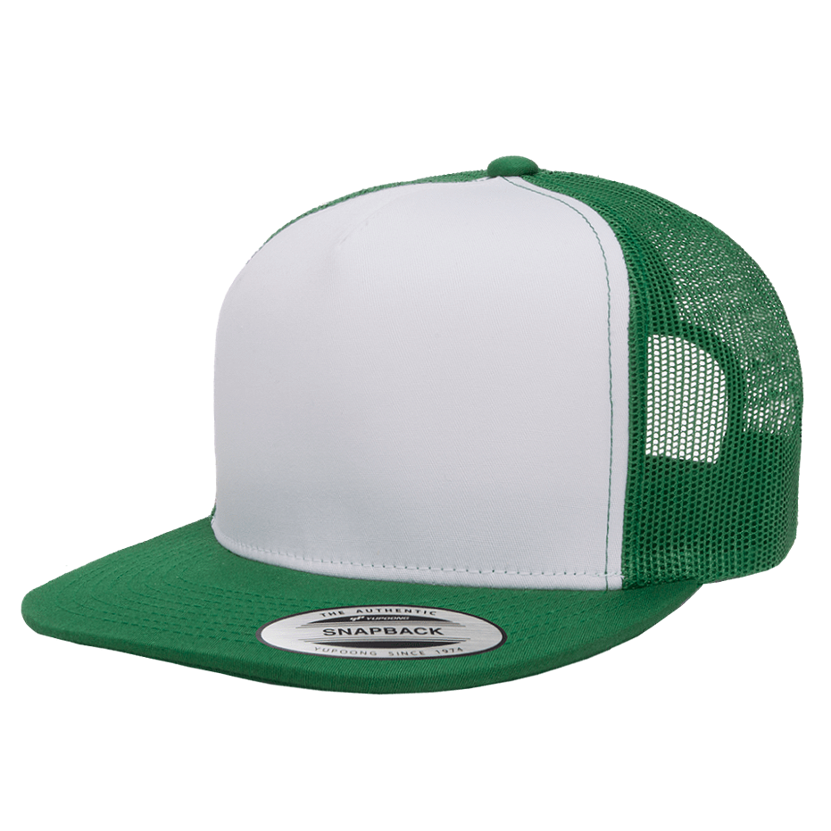 CASQUETTE TRUCKER Yupoong Front tissu kelly-white-kelly