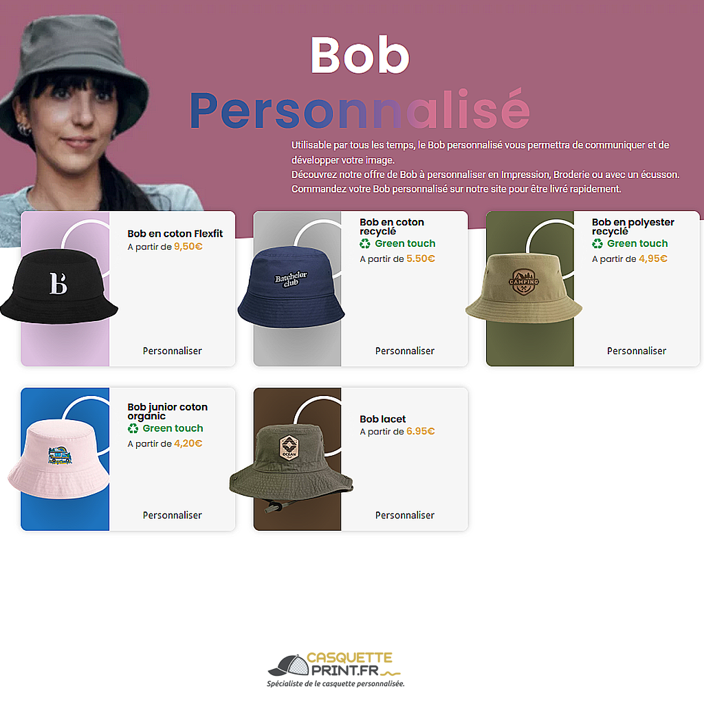 Bob à personnaliser avec logo