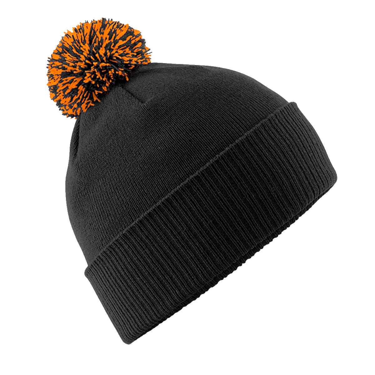 BONNET Pompon Contrast black-orange