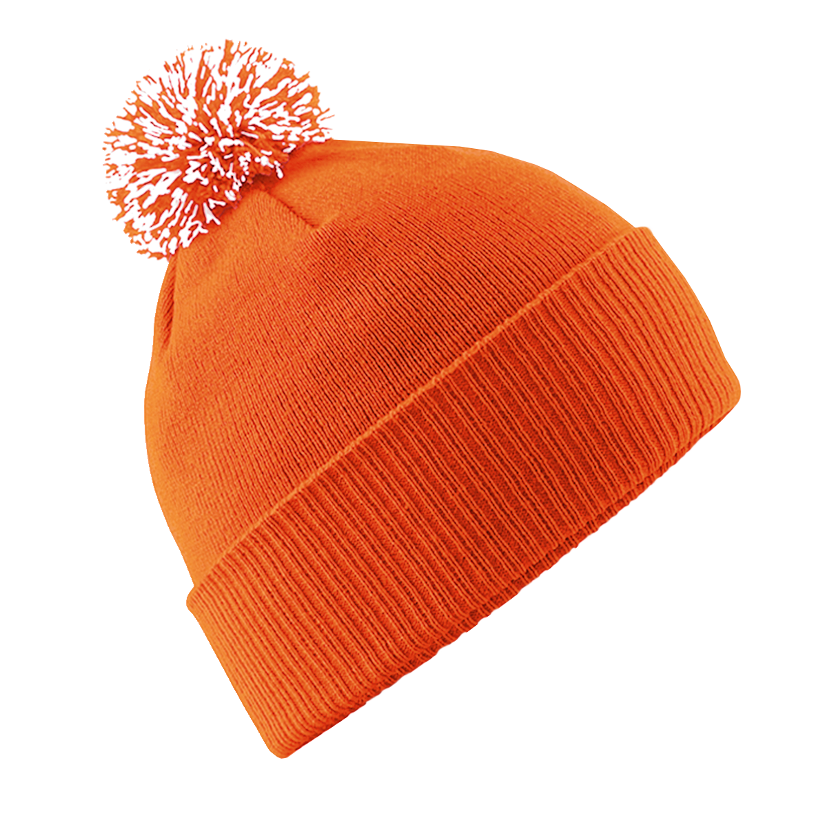 BONNET Pompon Contrast orange-white