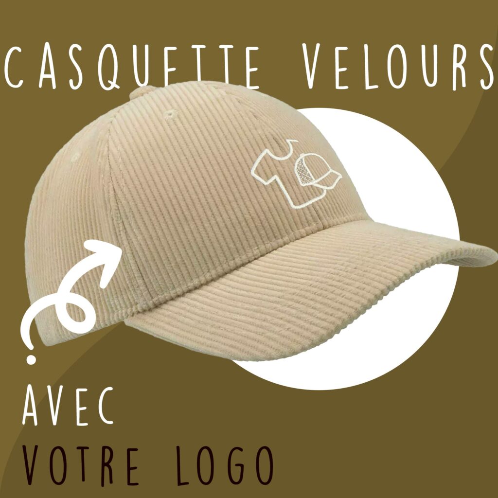 Casquette en velours personnalisable avec votre logo ou design unique.