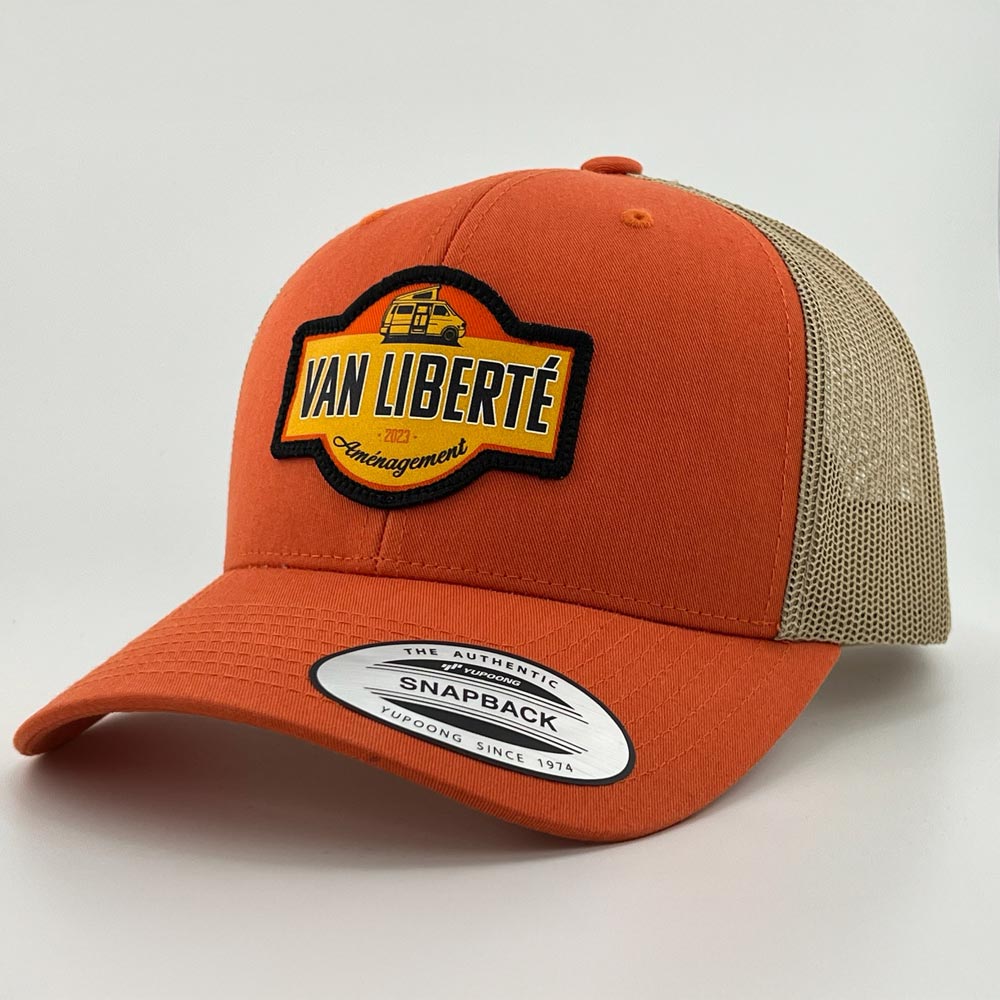 Trucker baseball Yupoong.Rustic-orange/ khaki