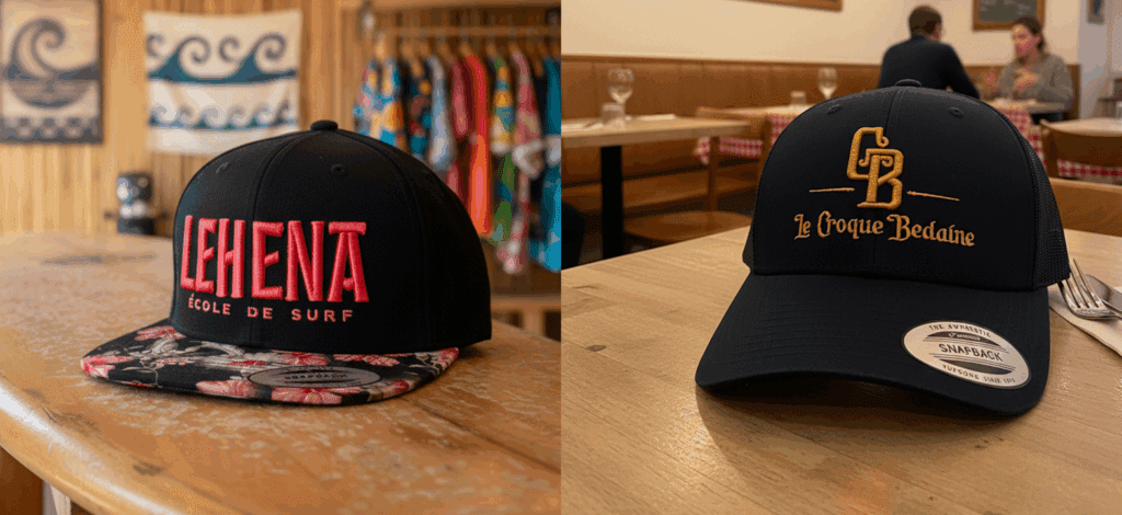 casquettes avec broderie 3D