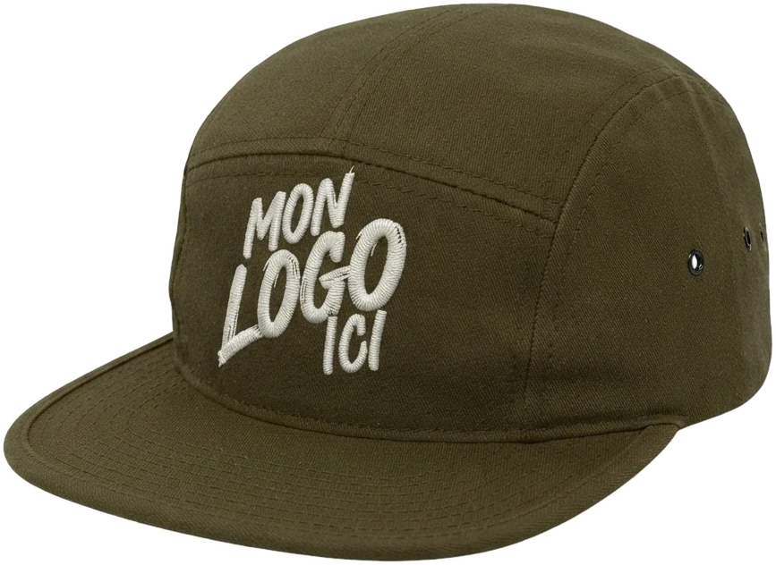 Casquette 5 panel Yupoong olive personnalisée avec une broderie 3D