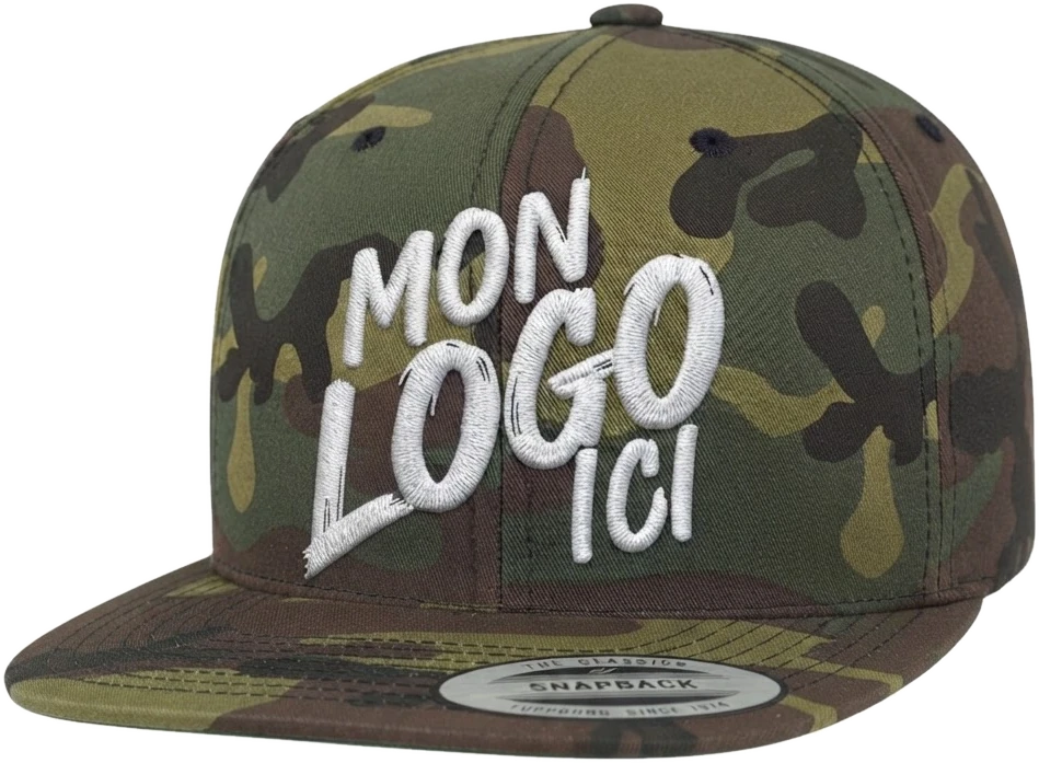 Casquette snapback Yupoong Camo personnalisée avec une broderie 3D