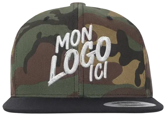 Casquette snapback Yupoong Green camo black personnalisée avec un logo brodé, vue de face