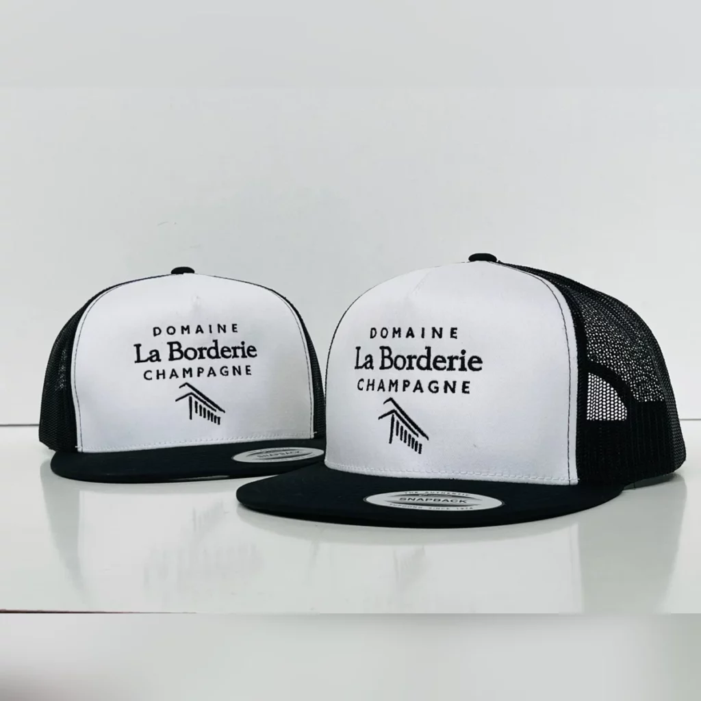 Casquettes trucker à front blanc imprimées Domaine La Borderie Champagne